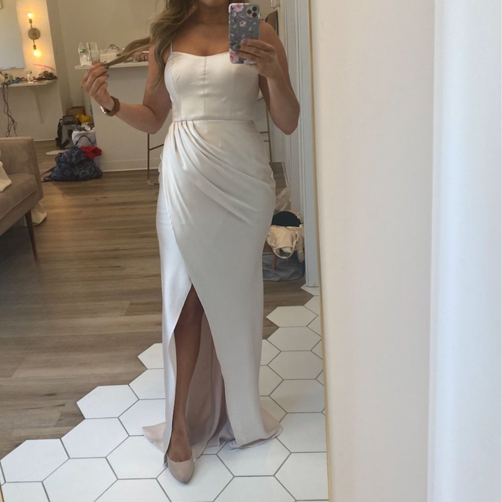 Champagne Satin Mermaid Maxi Dress